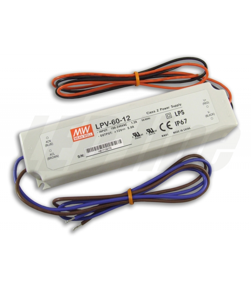 Zasilacz LPV-60-12 5A 60W 12V IP67 Mean Well LPV-60-12