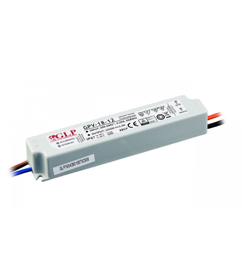 Zasilacz GPV-18-12 1,5A 18W 12V IP67 GLP GPV-18-12