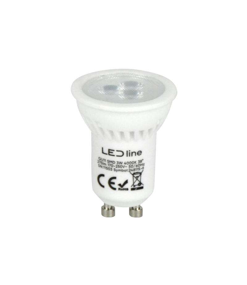 PRIME żarówka LED GU11 3W 4000K 330lm 170-250V 38° LED line PRIME 248115-II
