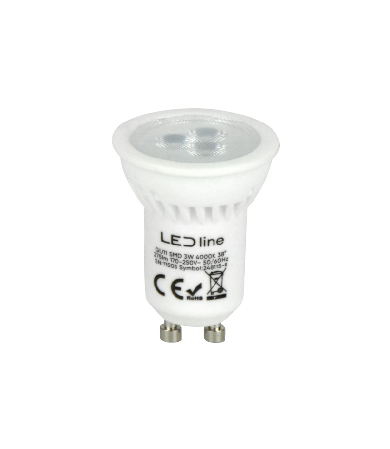 Żarówka LED GU11 4000K barwa neutralna 3W 330lm 230V 38° GU10 Ceramika PRIME