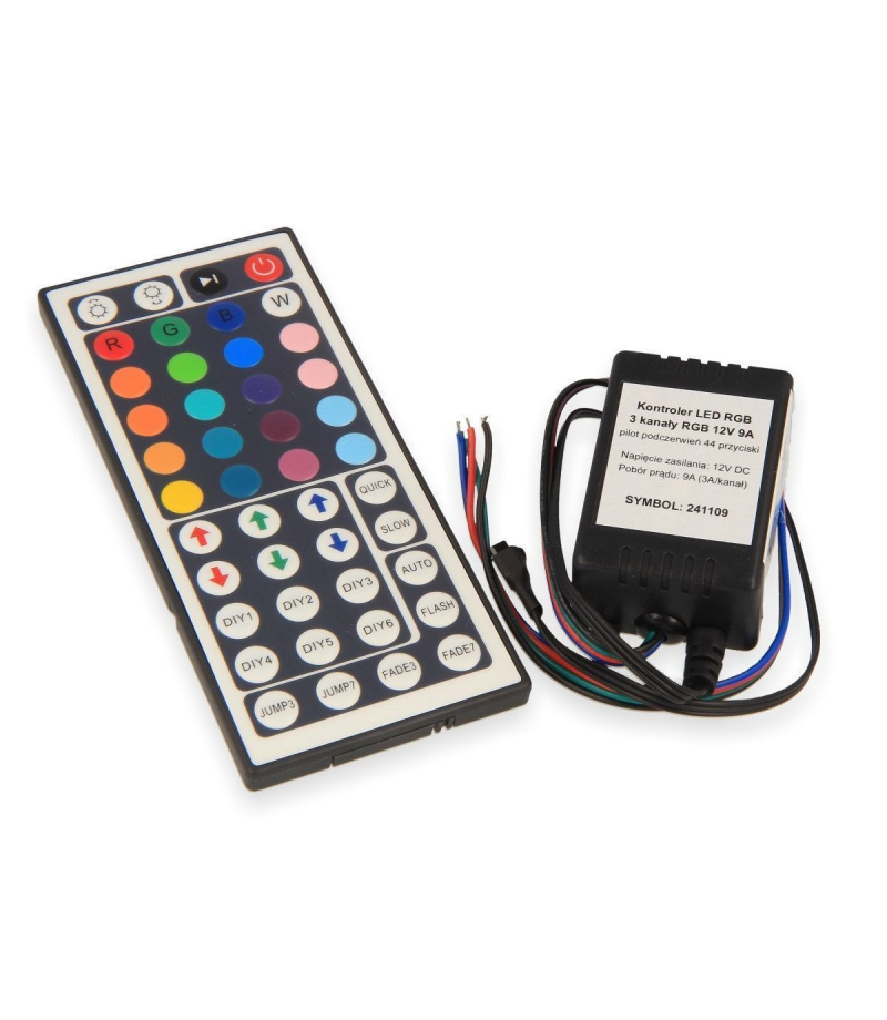 Kontroler LED RGB IR 12V 9A + pilot 44 przyciskowy  241109  241109