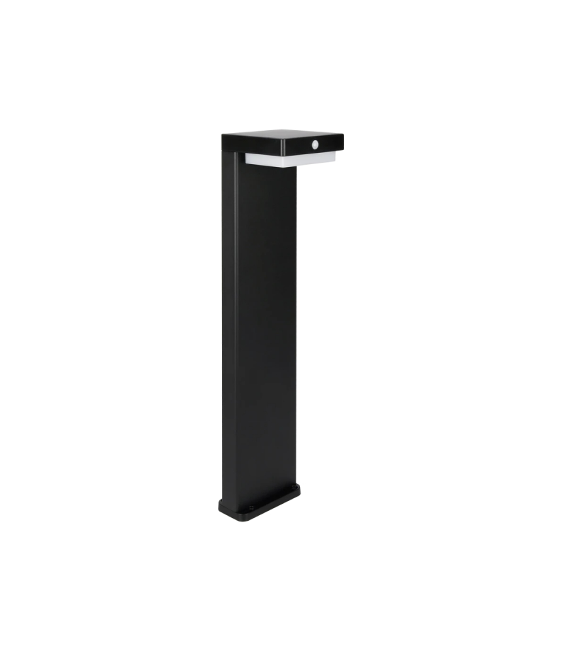Oprawa Solarna Ogrodowa słupek 50cm Suntis barwa ciepła z czujnikiem ruchu 3000K 220lm 2Ah USB-C Kwadrat IP54 Czarna PRIME