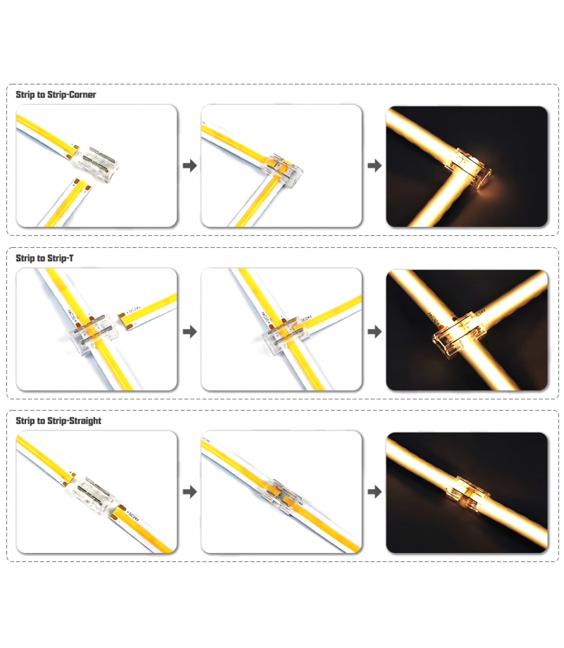 Łącznik do taśm Fast Connector 3gen. 9w1 SMD/COB 2pin 8mm 5A PCB-PCB PRIME LED line PRIME 220430 LED line PRIME 220430