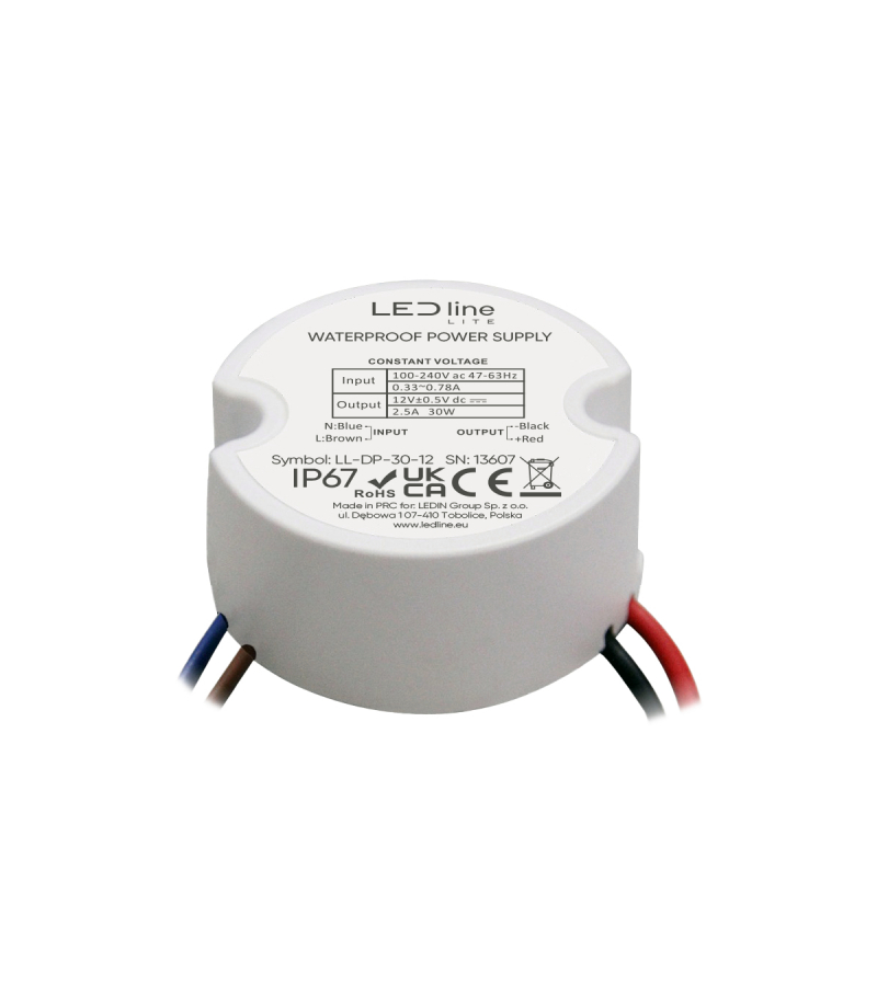 Zasilacz dopuszkowy 12V 30W IP67 LITE LED line LITE LL-DP-30-12 LED line LITE LL-DP-30-12