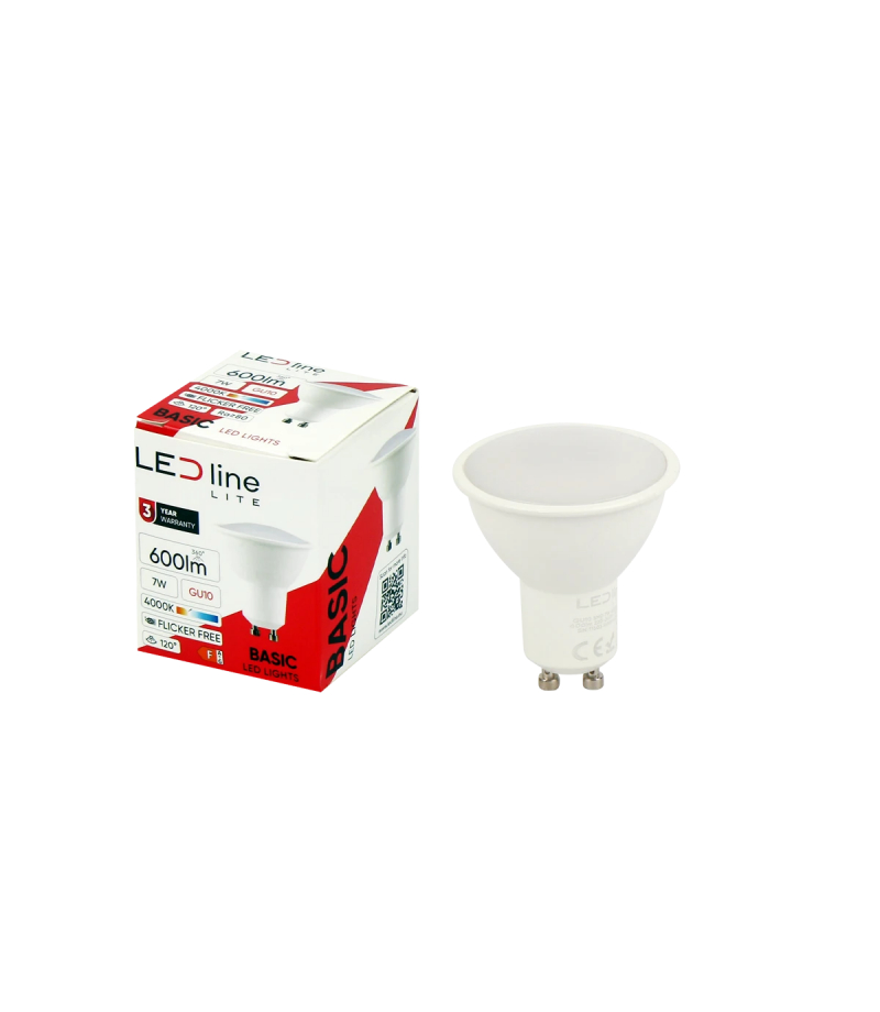 Żarówka LED GU10 7W 4000K 600lm 230V 120° PC LITE ledin